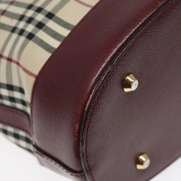 BURBERRY Nova Check Shoulder Bag Canvas Beige Gold Auth bs24664 - Picture 5 of 16